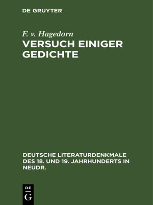 cover image of Versuch einiger Gedichte